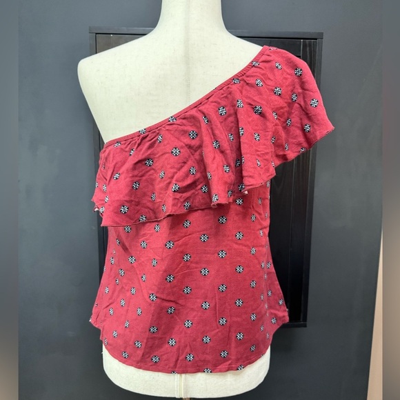 Abercrombie & Fitch One Shoulder Ruffle Top - Size Small - Picture 2 of 6